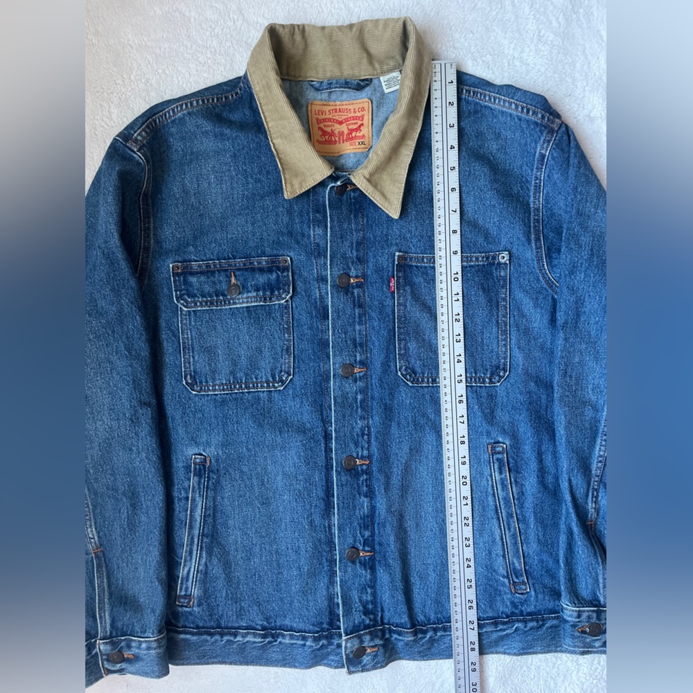 Levi's Denim Jacket with Beige Corduroy Collar Men Size XXL - Picture 8 of 10